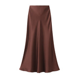 Design Lustrous Silky Silky Dress Half-Dress Women's Summer Long Fishtail Skirt High-Waisted Thin-Butt Skirt9902