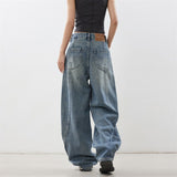 Blue Scissor Jeans Women 2025 Autumn And Winter Loose Broad Leg Trousers Design High Waist Wide Leg Pants New