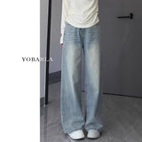 Light-Colored Straight Jeans Women's Summer New Large Size Fat Mm Loose Thin Pear Shaped Broad Leg Pants