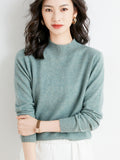 Wool Blended 2026 Autumn And Winter New Lady Loose Half-High-Neck Solid Color Short Jacket Sweater