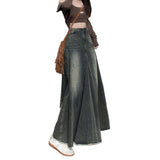 Vintage Cowboy Half-Dress Woman Autumn New High-Rise Thin Long A-Word Bag Hip Fishtail Big Swing Skirt