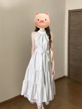 Seaside Holiday Wind Hanging Neck Sling Dress Women Summer High-Grade Temperament A-Shaped Skirt