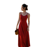 Sanya Tourist Holiday Out Of The Seaside Red Beach Dress 2026 Summer Show Back Dress Sling Skirt Dress Dress