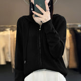 Wool Blended 2026 Autumn And Winter New Women's Short Zipper Open-Shirt Loose Large Knitted Hoodie