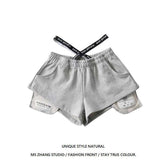 High-Rise Shorts Women Summer Hot Girls Tight Waist Label Loose Broad Legs Leisure Hot Pants Tide