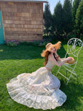 French Seaside Holiday Atmosphere Pure Romantic Lace Sling Vest Women Tied Long Skirt Two Sets