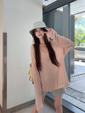 Sleeding Lazy Wind Loose V-Neck Long-Sleeved T-Shirt Girl Spring Thin Sunscreen Shirt Relaxation Feeling Bottom Top