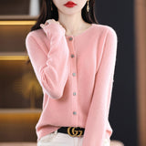 Line Ready-Sheed Seamless 100% Pure Wool 2026 Autumn And Winter New Women's Short Collar Loose Knitted Sweater Coat