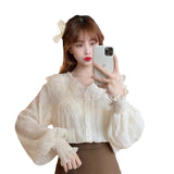 Women's Top In Dolls In Dolls Spring And Autumn 2026 New Sweet Fold Design Small Shirt Long-Sleeved Shirt