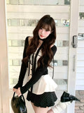 Korean Wearing A Repair Shirt Lace Bow Huge Good-Looking Bra Ribbon With A Short Skirt Three-Piece Suit