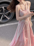 Two Sets Of Women's High-End Pink Gentle Sling Dress Women's Summer New Holiday Wind Seaside Hoodie