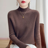 Line Ready-Upled Wool Blending 2026 Autumn And Winter Women's New Half-High Collar Temperament Slim Slim Knitted Shirt