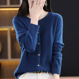 Line Ready-Sheed Seamless 100% Pure Wool 2026 Autumn And Winter New Women's Short Collar Loose Knitted Sweater Coat