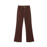 Millard Coffee Color Micro-Tlamb Jeans Women Winter Plus Thick Size Fat Mm Thin Pear Trumpet Trousers