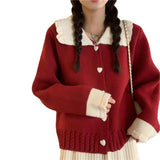New Year's Christmas Red Sweater Women's Autumn 2026 New Doll-Neck Collidered Jacket Autumn And Winter