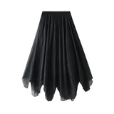 Irregular A Word Half-Dress Woman 2025 New Medium Long Gentle Fairy Yarn Skirt Wave Hem 2139