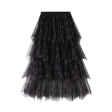 Lattice Dress Spring Dress New A Skirt Long Skirt Women Irregular Mesh Cake Skirt 0857
