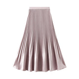 Pink 100-Folded Skirt Women 2025 Spring New High-End Feeling Familiar High-Rise Fishtail Mid-Long Skirt 0533