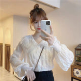 Women's Top In Dolls In Dolls Spring And Autumn 2026 New Sweet Fold Design Small Shirt Long-Sleeved Shirt