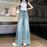 Large-Size Loose Broad-Legged Jeans Women's Summer 2025 Thin-Skinning Straight-Lens High-Rise Tight Trousers
