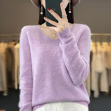 First-Line Ready-Sheed Seamless 100% Pure Wool 2026 Autumn And Winter New Short V-Neck Knitted Bottom Sweater
