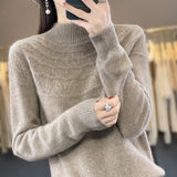 Wool Blended 2026 Autumn And Winter New Women's First-Line Ready-To-Wear Half-High-Necked Scribble Warm Knitted Bottom Sweater