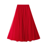 New Long Yarn Skirt Half Dress Girl Autumn And Winter High Waist Long Net Yarn Skirt 100 Folding Skirt A Skirt Fairy Dress 8859