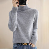 Wool Blended 2026 Autumn And Winter New Women's High-Collar Loose Loose Short-Colored Shoulder Hooded Bottom Sweater Knitting Shirt