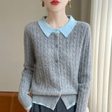 Wool Blended 2026 Autumn And Winter New Women's POLO Collar Small Mahjong Short Warm Knitted Open Shirt Over Jacket