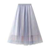 Net Yarn Skirt Summer New Big Swing A Skirt Glitter Fairy Dress High Waist Slim Dress 1833