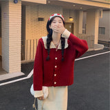 New Year's Christmas Red Sweater Women's Autumn 2026 New Doll-Neck Collidered Jacket Autumn And Winter