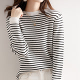Wool Blending 2026 Autumn And Winter New Women's Loose Striped Round Collar Short Inside A Sweater Bottom Knitted Shirt