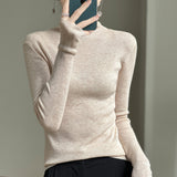 Fine-Woven Wool 2026 Autumn And Winter Women's New Short Korean Version Pile High-Necked Solid Color Knitted Shirt