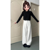 White Scimitum Jeans Women 2025 New Spring And Summer High-Waisted Loose Tnut Trousers Wide-Legged Banana Sickle Pants