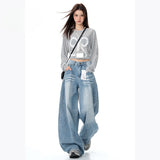 High Street Loose Scimsor Jeans Women 2025 New Three-Dimensional Cut Silhouette Trousers Broad-Legged Trousers