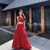 Pure Babes Inclined Shoulder-To-Shoulder Atmosphere Feel Holiday Super Fairy Big Swing Romantic Dress White Long Dress High-End Feel Skirt