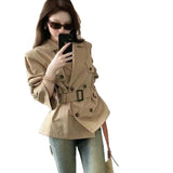 British Wind Kaqi Wind Coat Women's Spring And Autumn New Small Man Super Good-Looking Temperament To Receive Short Coat