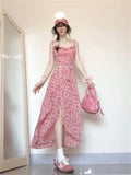 [Small Design] Irregular Flower Flowers Spring And Summer New Dress Waist Skirt Temperament Sling Skirt