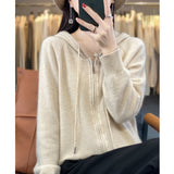 Wool Blended 2026 Autumn And Winter New Women's Short Zipper Open-Shirt Loose Large Knitted Hoodie