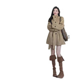 Ki-Colored Hair, The Coat Of Arms, The New Korean Version Of The Women's Autumn And Winter Dress With A Small Medium And Long Hepburn Wind Coat