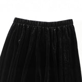 Velvet Folded Skirt Dress 2025 Autumn And Winter New Black High-Waist Temperament 100 Folded Half Skirt 6653