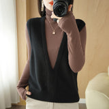 Wool Blending 2026 Autumn And Winter 5 Women's New Short Loose Big V-Neck Solid Color Jacket Outside The Knitting Vest