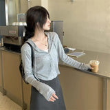 Grey Sunscreen Cardigan Women's Summer 2025 New Small Repair Hooded Jacket Long-Sleeved Short Top Bottom Shirt