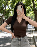 Spice Girls Slime V-Neck Short-Sleeved T-Shirt For Girls Summer Design Collar Short-Lens Thin Black Bottom Top Tide