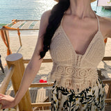 Bohemia Beach Skirts Women's Summer Seaside Wearing Thin Open Wide Leg Trousers Crushed Flowers Mop Trousers