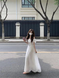 French Temperament Lotus Leaf Side Shoulder Dress Women 2025 Summer New Waist Temperament Reduction Long Dress