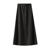 Vintage Curry Half Dress Girl Autumn And Winter Long Hanging Suit A Word Umbrella Skirt High Waist Long Skirt 9993