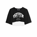Vintage Trend Letter Print Two Sets Of Short-Sleeved T-Shirts Spice Girls Jazz Dance Loose Outer Wear Burqa Woman