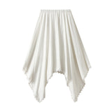 Irregular Lace Splicing Half-Dress Woman Autumn 2025 Tight Waist Leisure A-Word Big Swing Umbrella Skirt D2538