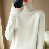 Wool Blended 206 Autumn And Winter New Short Lady Korean Version Of High-Necked Loose Solid Color Knitted Bottom Sweater
